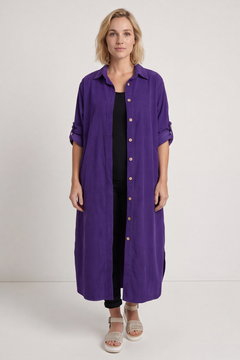 Tisha Needlecord Shirt Dress Purple
