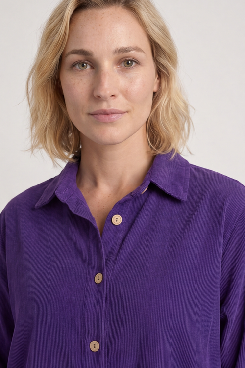 Tisha Needlecord Shirt Dress Purple - Image 3