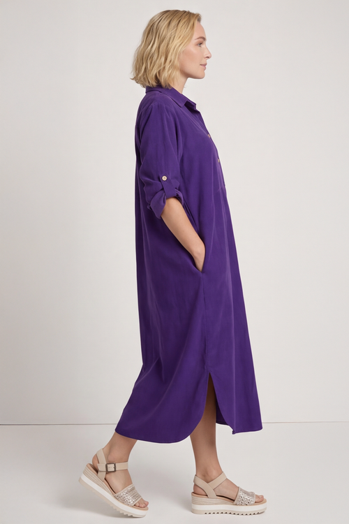 Tisha Needlecord Shirt Dress Purple - Image 2