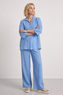 Aura Button Powder Blue Linen Top