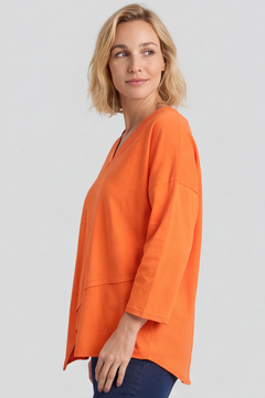 Trecia V-Neck Cotton Top Orange