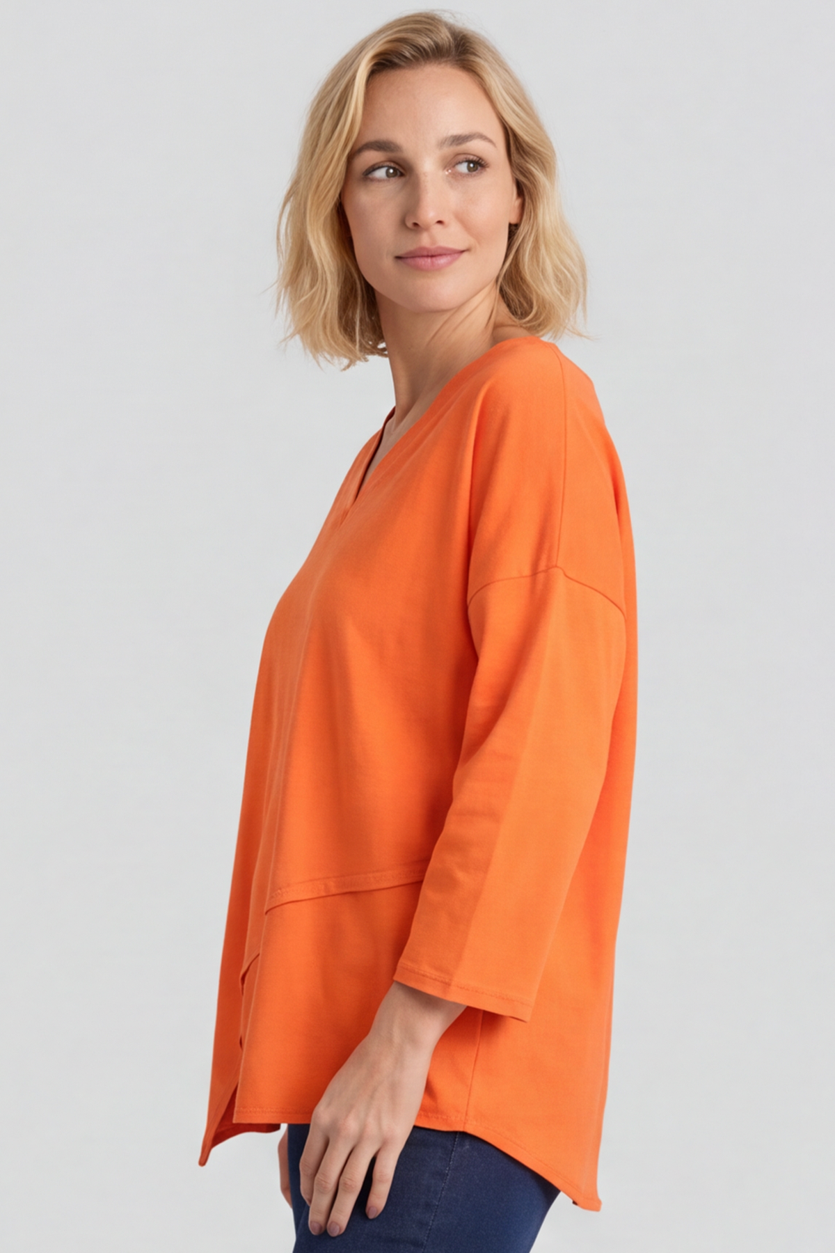 Trecia V-Neck Cotton Top Orange