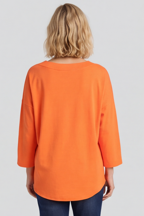 Trecia V-Neck Cotton Top Orange - Image 3