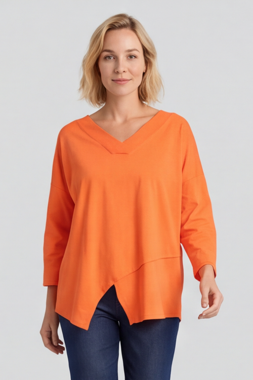 Trecia V-Neck Cotton Top Orange - Image 4