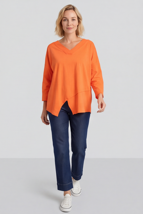 Trecia V-Neck Cotton Top Orange - Image 6