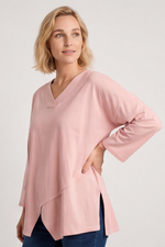 Trecia V-Neck Cotton Top Pink Pink - Trecia V-Neck Cotton Top Pink