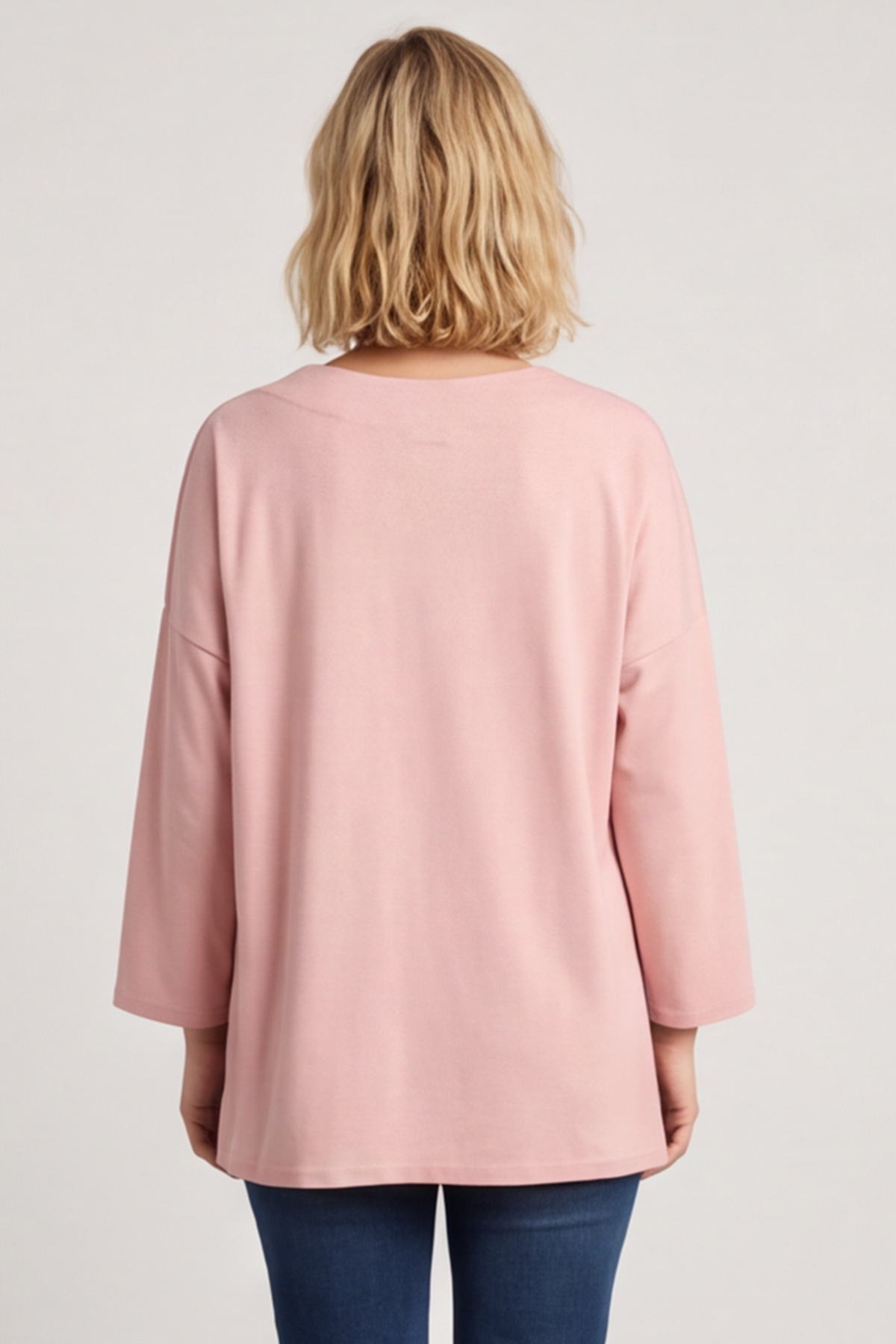 Trecia V-Neck Cotton Top Pink