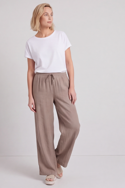 Elena Linen Mocha Trousers - Image 2