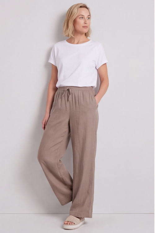 Elena Linen Mocha Trousers - Image 3