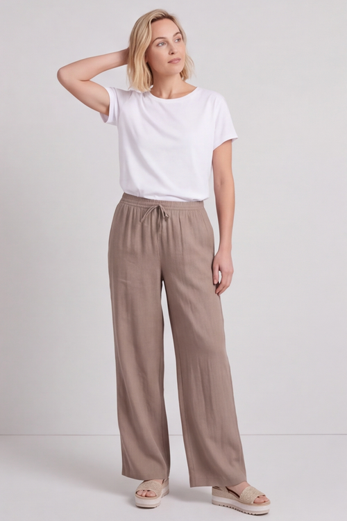 Elena Linen Mocha Trousers - Image 6