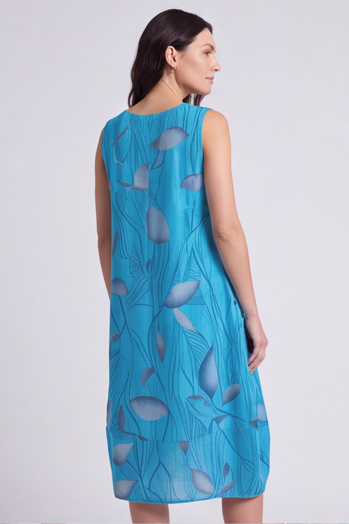 Carrie Sleeveless Print Cotton Dress Kingfisher - Image 3
