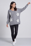 Valerie Flower Knitted Jumper Mid Grey
