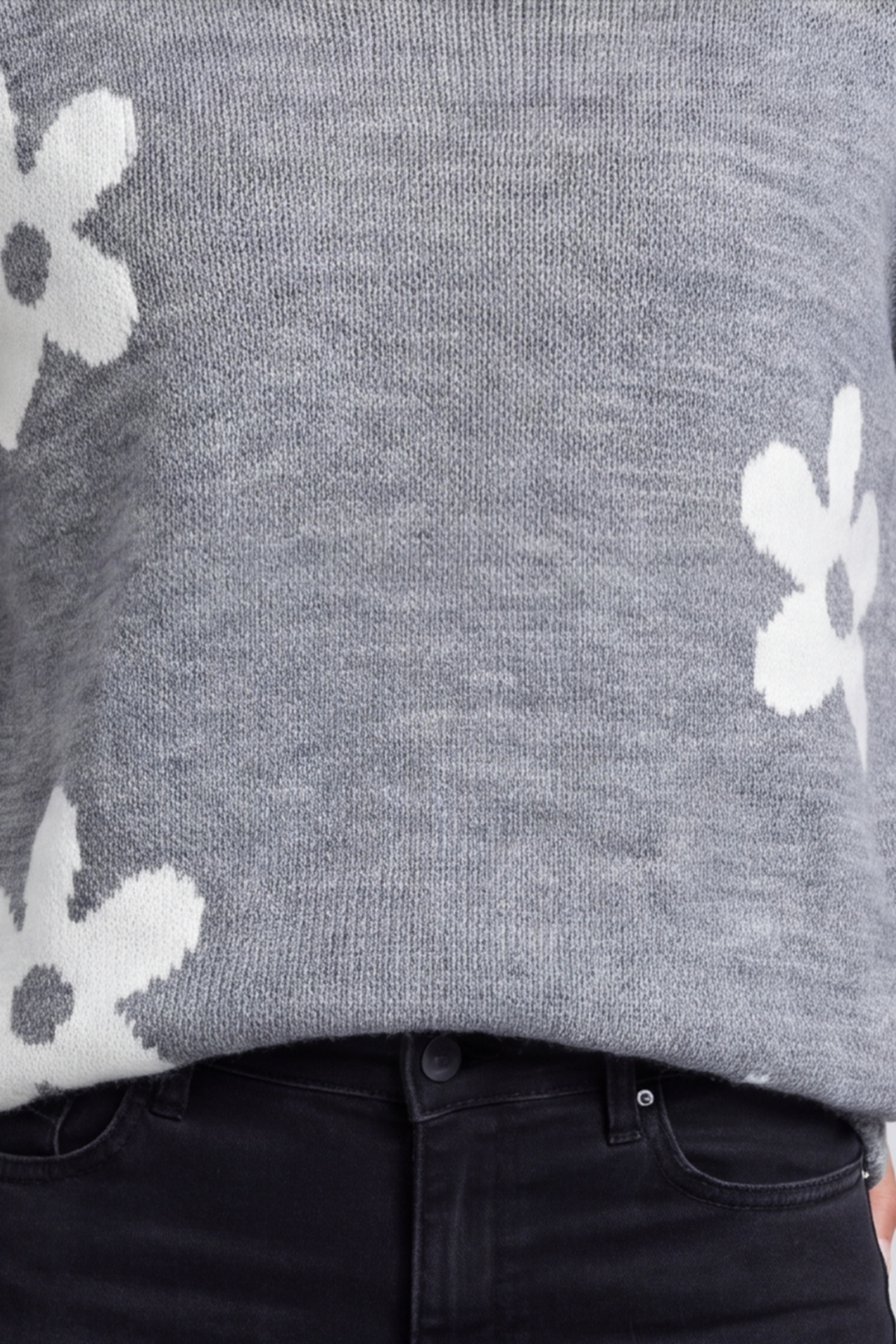 Valerie Flower Knitted Jumper Mid Grey