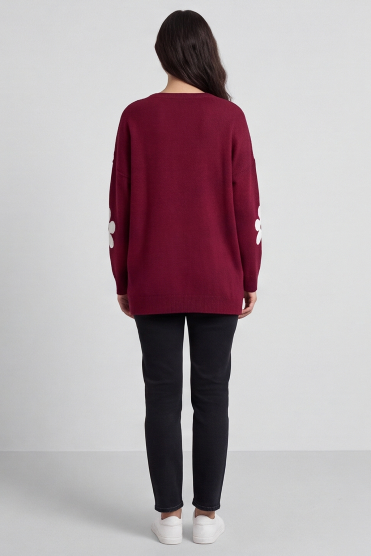 Valerie Flower Knitted Jumper Wine