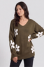 Valerie Flower Knitted Jumper Khaki