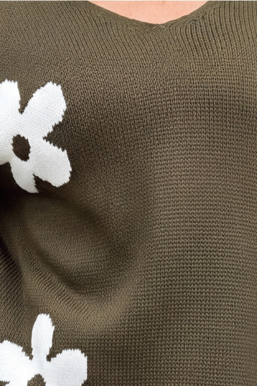 Valerie Flower Knitted Jumper Khaki - Image 9
