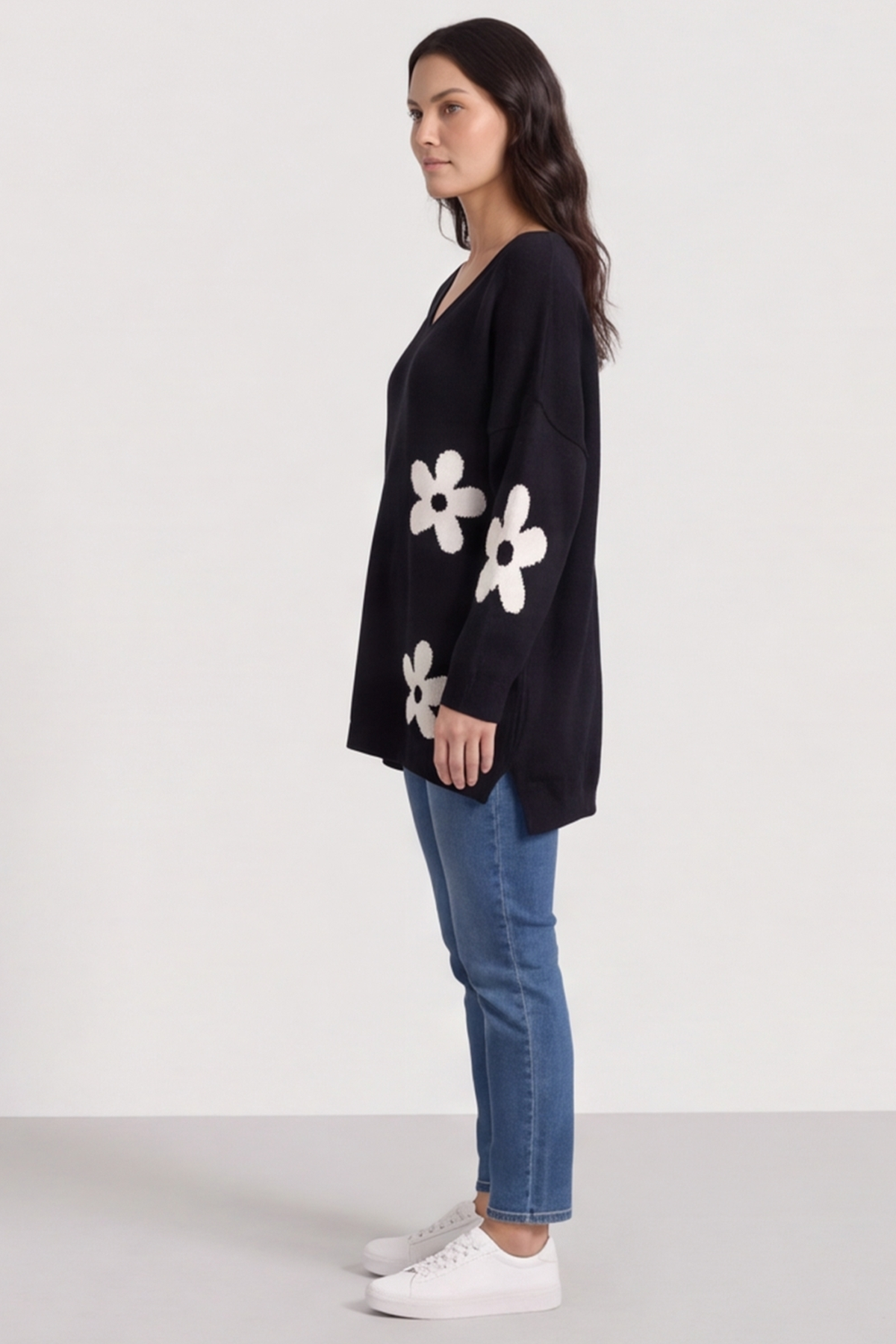Valerie Flower Knitted Jumper Black