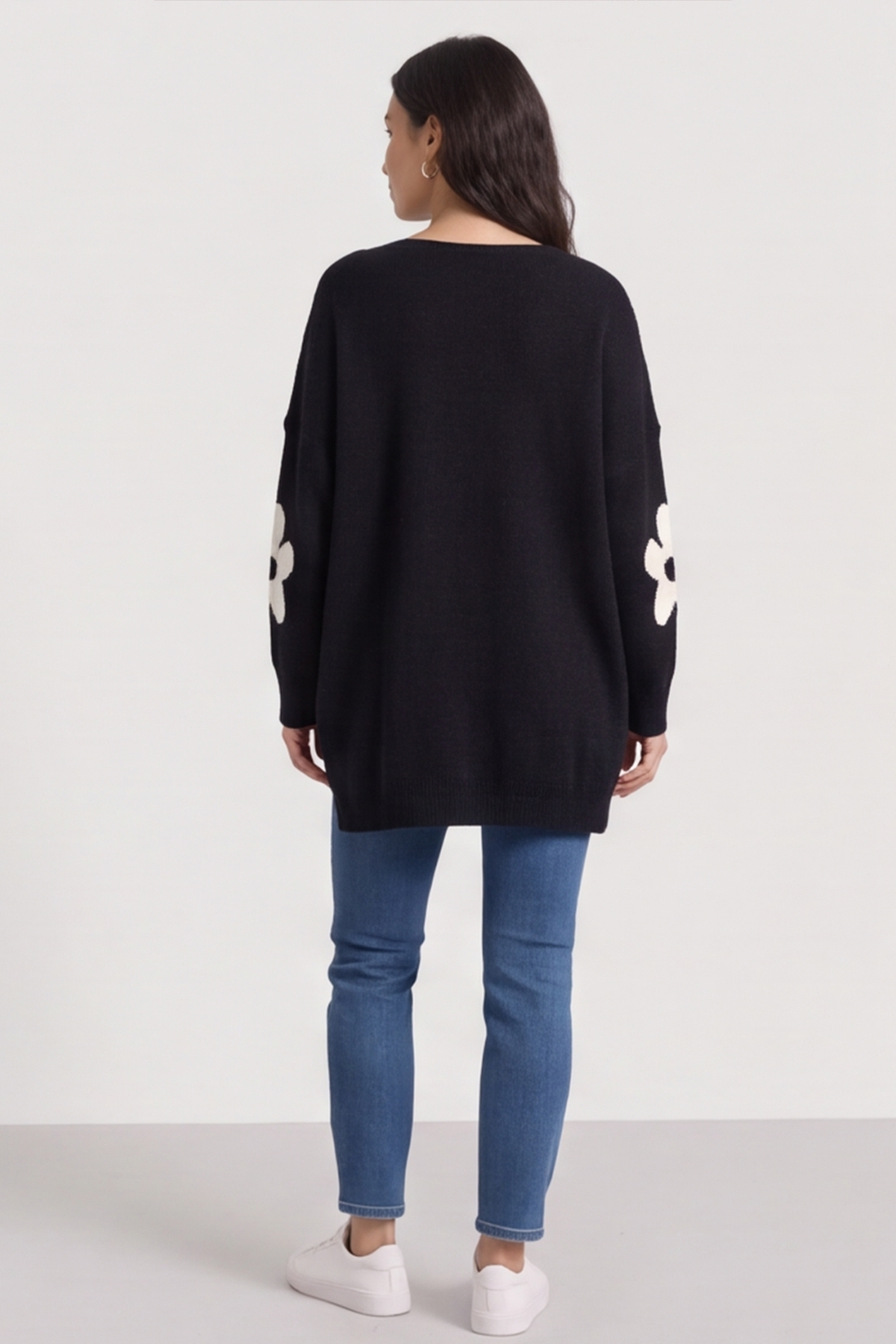 Valerie Flower Knitted Jumper Black