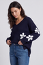Valerie Flower Knitted Jumper Navy