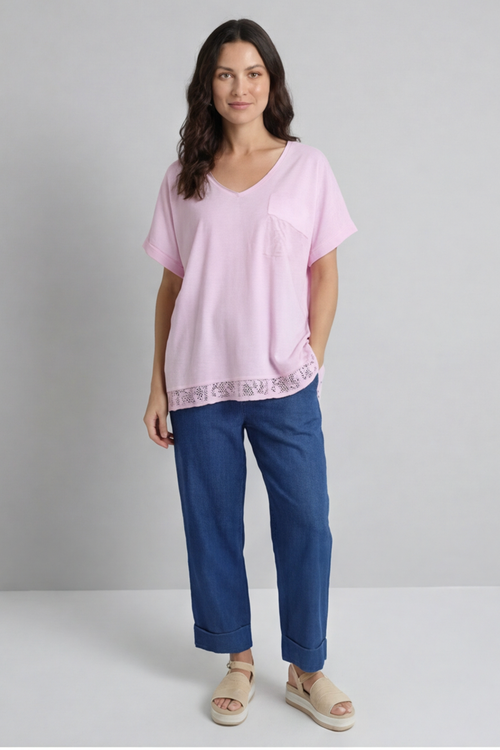 Vera Pocket Linen Top Pink - Image 2