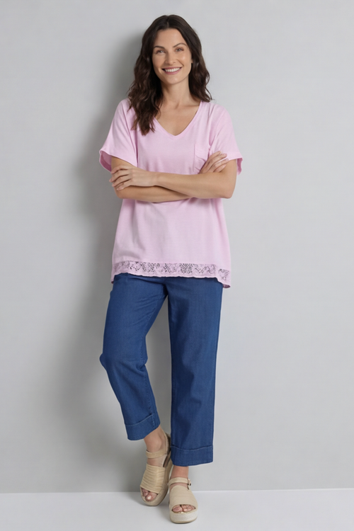 Vera Pocket Linen Top Pink - Image 7
