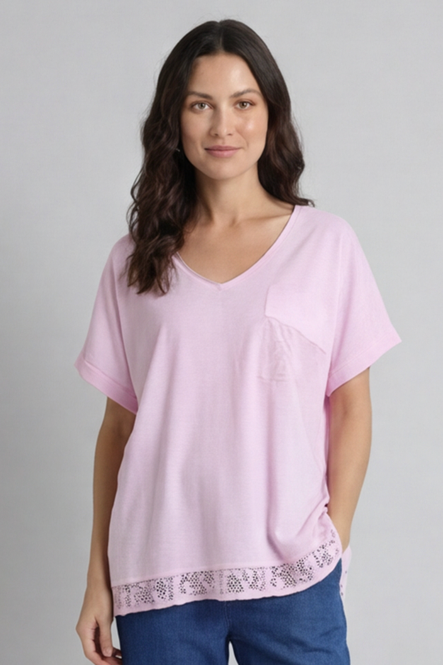 Vera Pocket Linen Top Pink