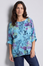 Vicki Floral Print Cotton Top Aqua