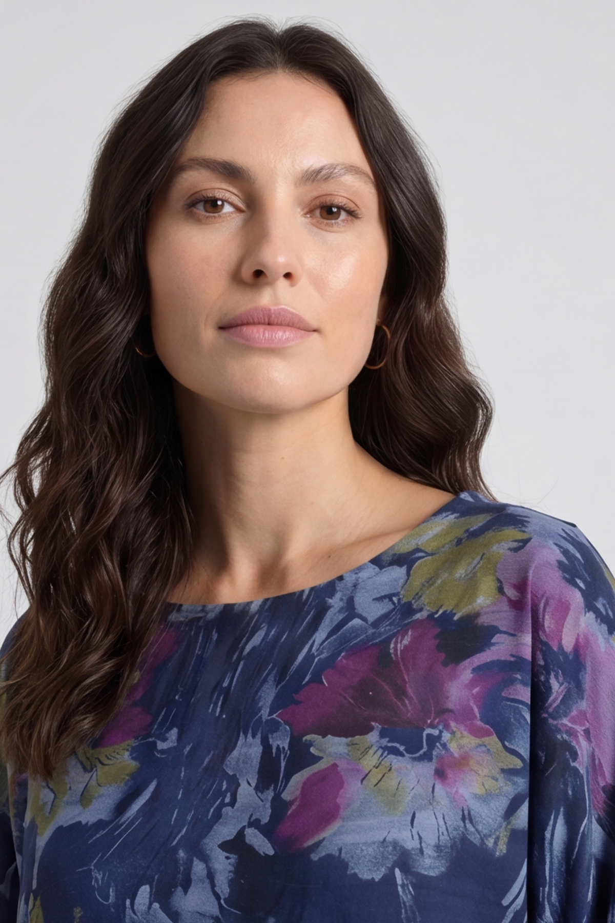 Vicki Floral Print Cotton Top Navy