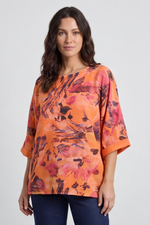 Vicki Floral Print Cotton Top Orange Orange - Vicki Floral Print Cotton Top Orange