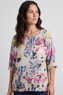 Vicki Floral Print Cotton Top Stone
