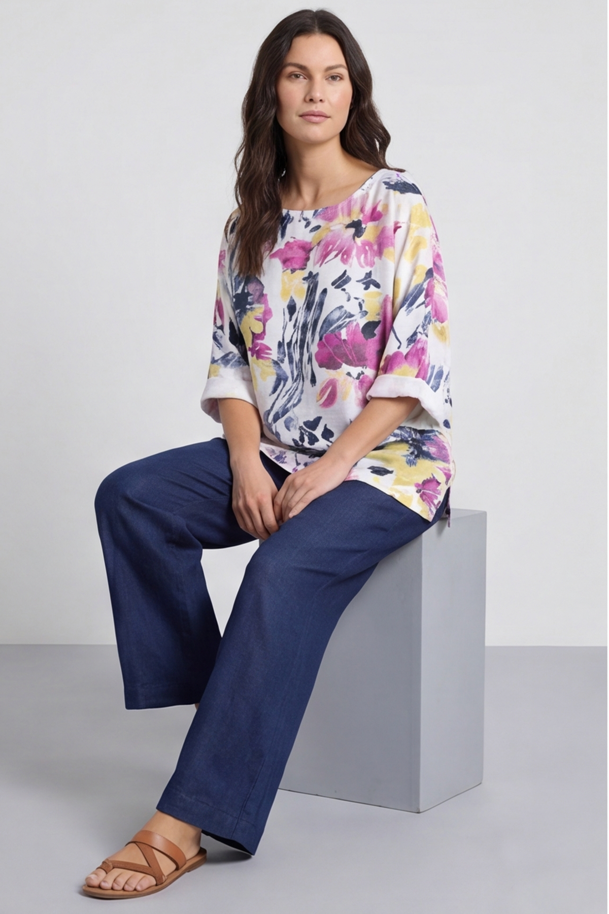 Vicki Floral Print Cotton Top White
