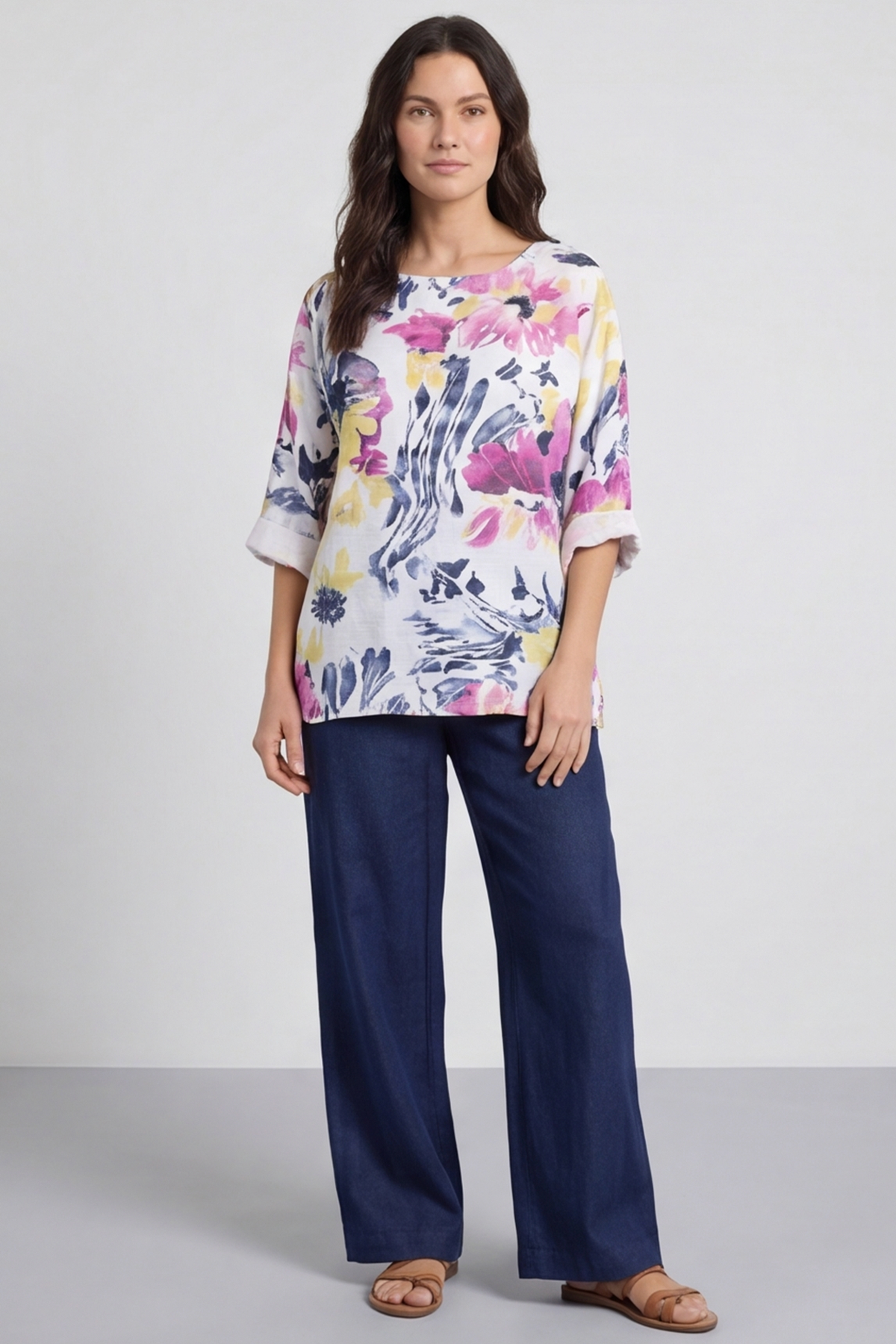 Vicki Floral Print Cotton Top White