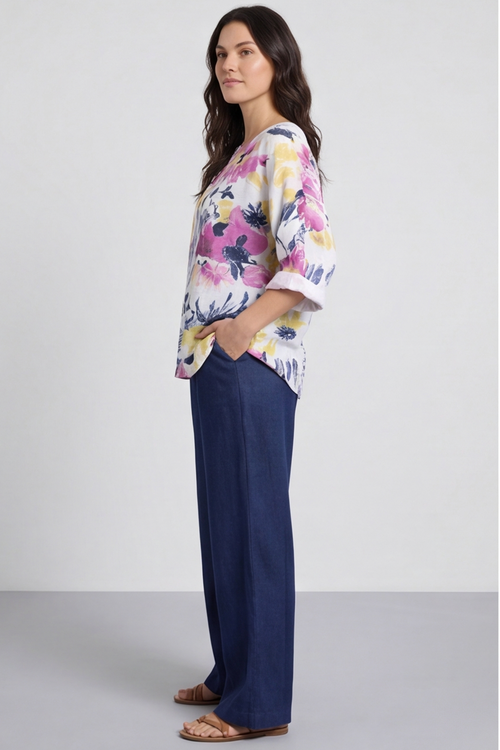 Vicki Floral Print Cotton Top White - Image 3