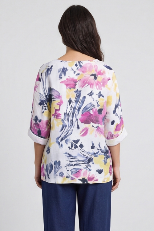Vicki Floral Print Cotton Top White - Image 5