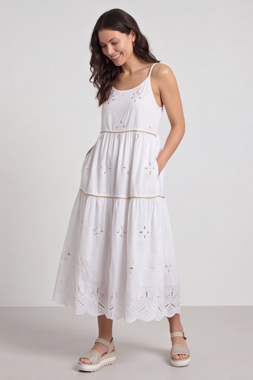 Aelia Tiered Sequin White Dress - Image 1