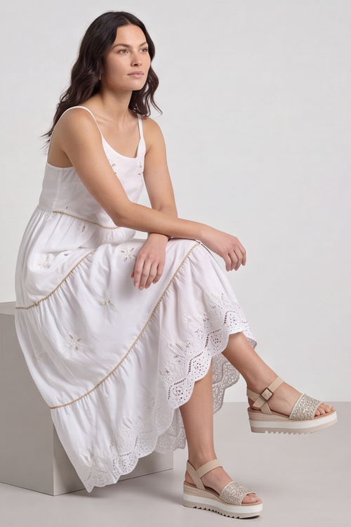 Aelia Tiered Sequin White Dress - Image 3