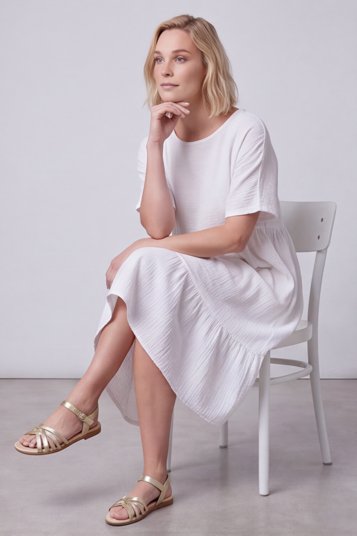 Anya Cotton Pocket Dress White