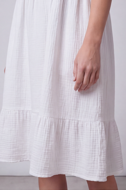 Anya Cotton Pocket Dress White - Image 3
