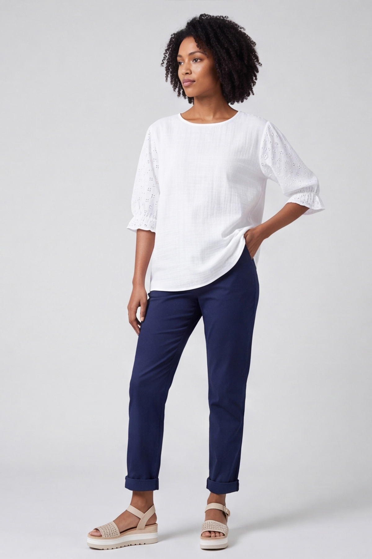 Ariana Cotton Tunic Top White