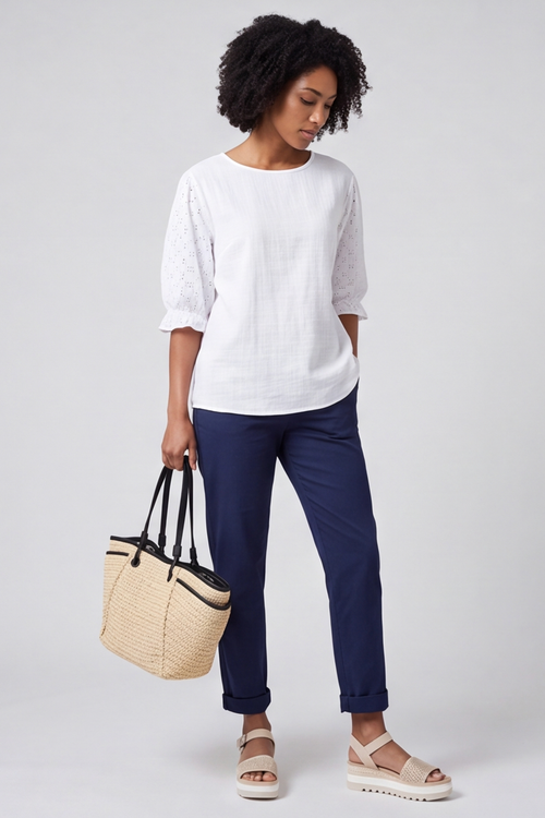 Ariana Cotton Tunic Top White - Image 3