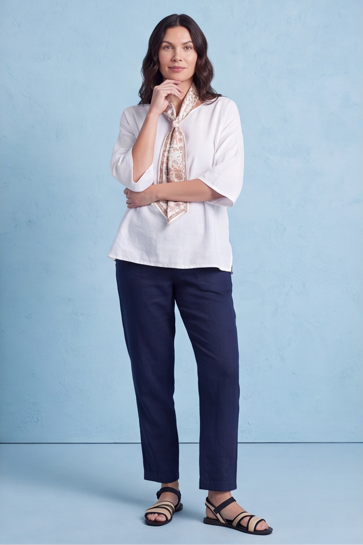 Lyra White Scarf Top