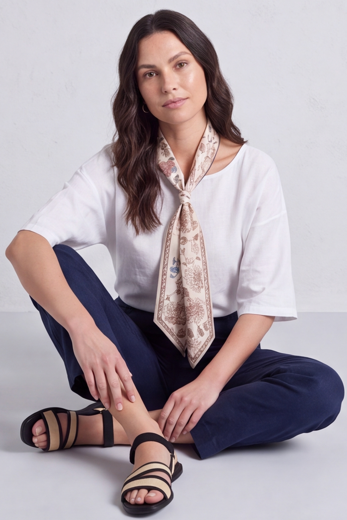 Lyra White Scarf Top