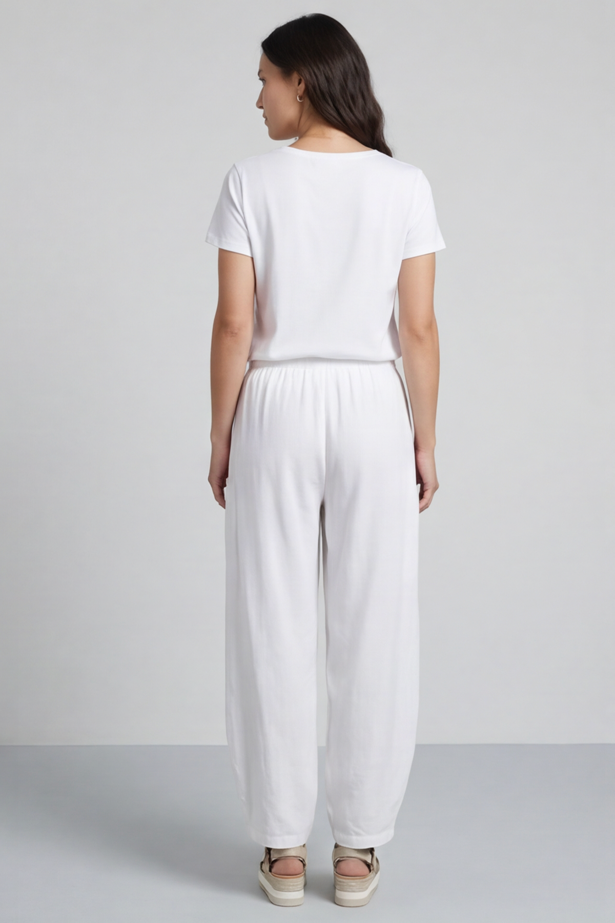 Clarisse Button Pocket Linen Trousers White