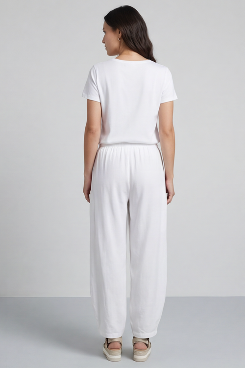 Clarisse Button Pocket Linen Trousers White - Image 4