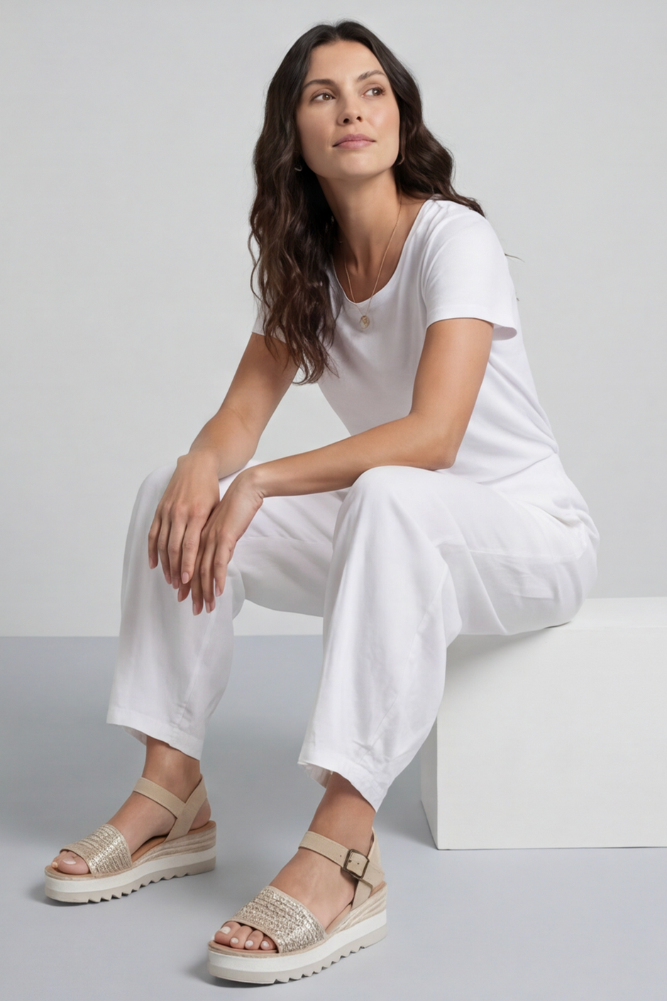 Clarisse Button Pocket Linen Trousers White