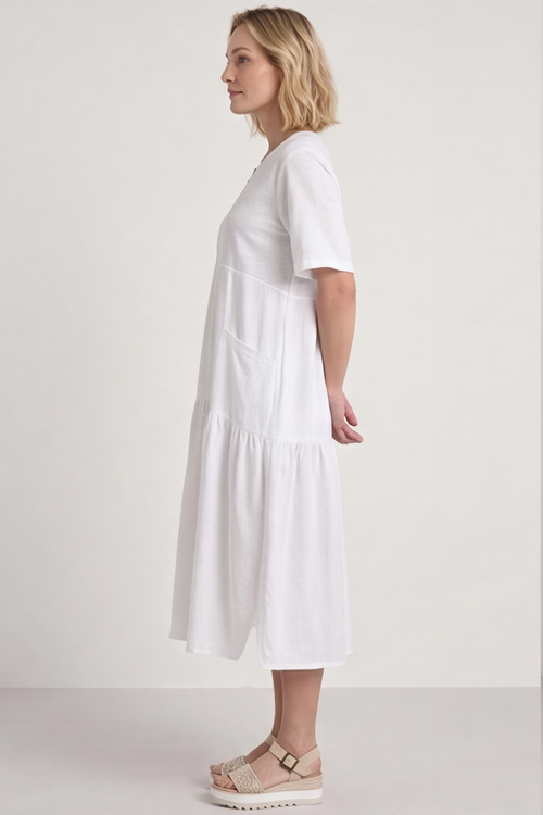 Monaco Zip White Maxi Dress - Image 4