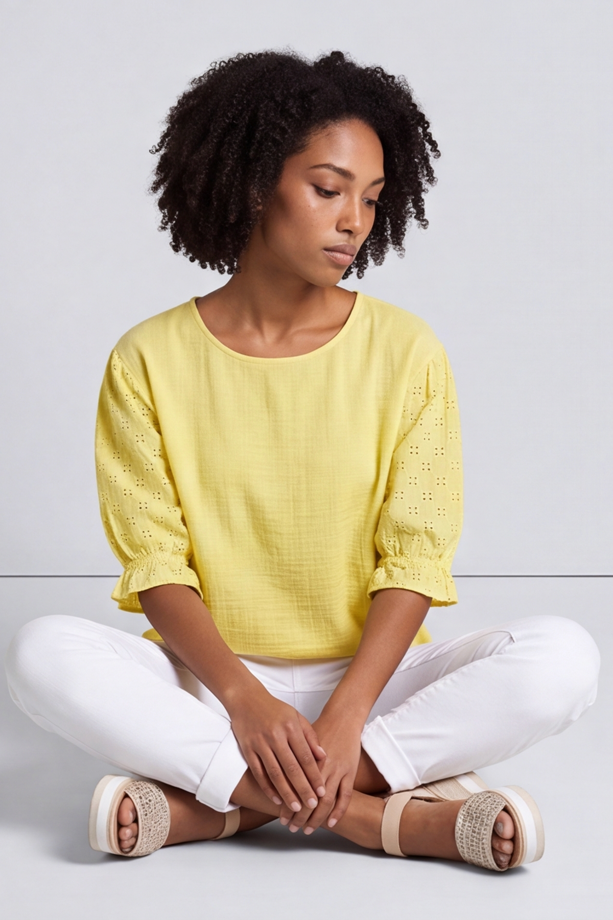 Ariana Cotton Tunic Top Yellow