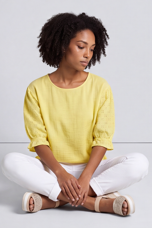Ariana Cotton Tunic Top Yellow - Image 5