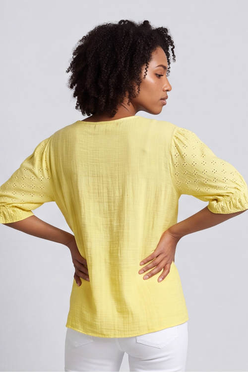 Ariana Cotton Tunic Top Yellow - Image 4