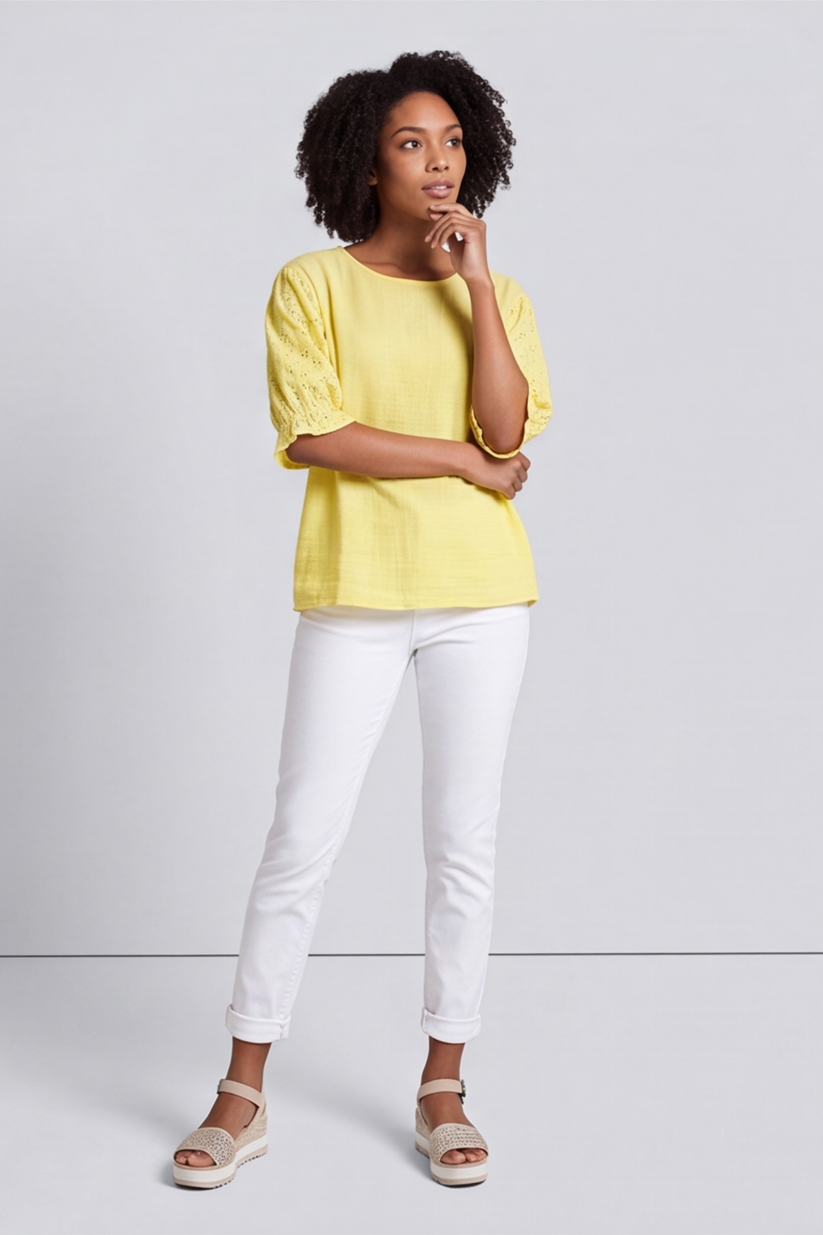 Ariana Cotton Tunic Top Yellow